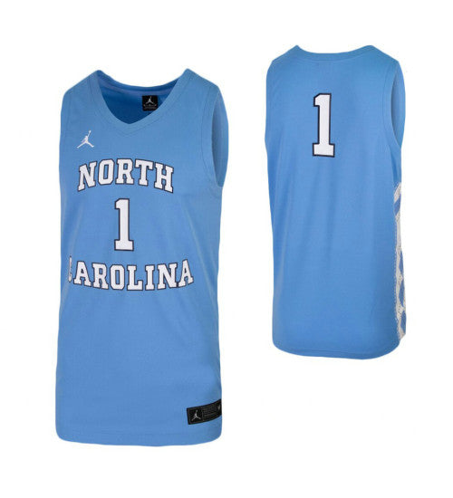 North Carolina Tar Heels 1 College Basketball Jersey Carolina Blue retro stitched fan jersey RTJ9061 image 1