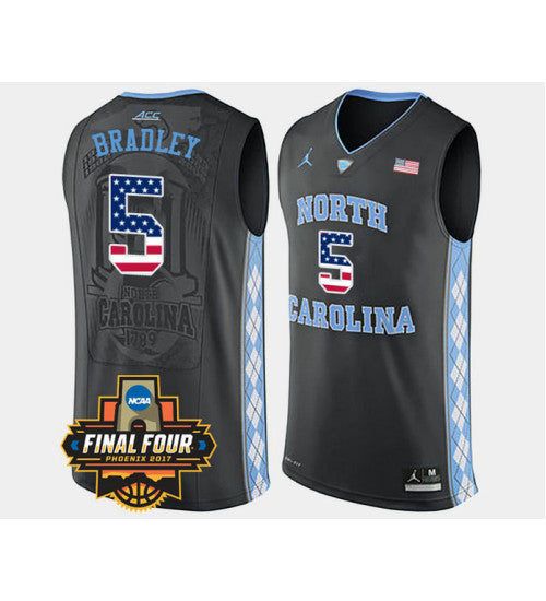 North Carolina Tar Heels 5 Tony Bradley Black Alternate USA Flag College Basketball Jersey retro stitched fan jersey