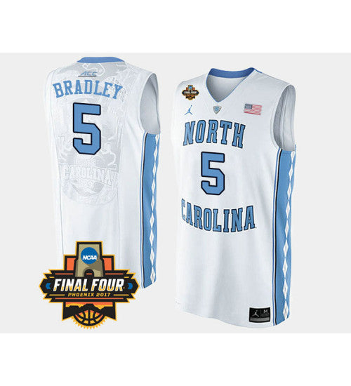 North Carolina Tar Heels 5 Tony Bradley White Road College Basketball Jersey retro stitched fan jersey RTJ8890 image 1