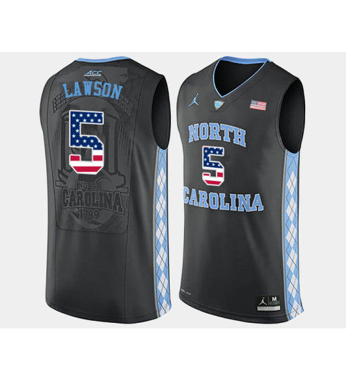 North Carolina Tar Heels 5 Ty Lawson Black Alternate USA Flag College Basketball Jersey retro stitched fan jersey