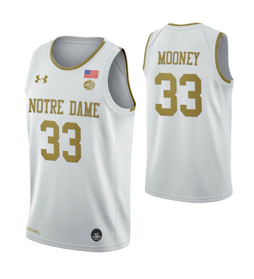 Notre Dame Fighting Irish 33 John Mooney White College Basketball Jersey retro stitched fan jersey RTJ2928 image 1