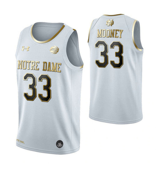 John Mooney Notre Dame Fighting Irish White Golden Edition College Basketball Jersey retro stitched fan jersey RTJ4872