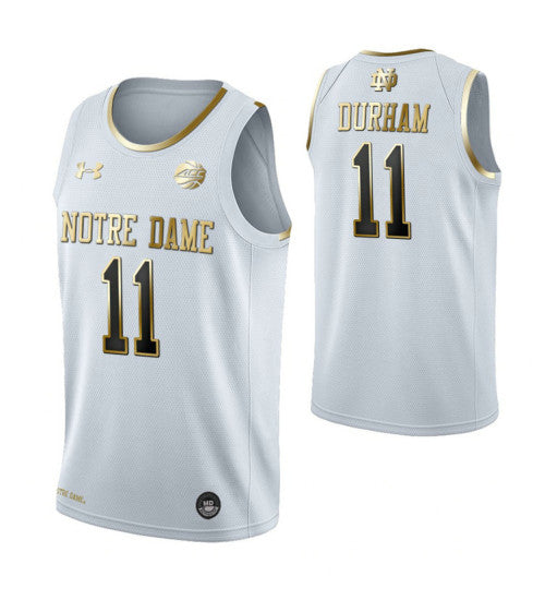 Juwan Durham Notre Dame Fighting Irish White Golden Edition College Basketball Jersey retro stitched fan jersey