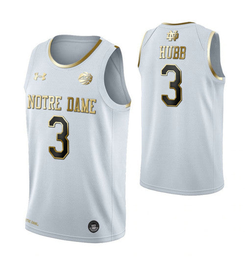 Notre Dame Fighting Irish 3 Prentiss Hubb White College Basketball Jersey retro stitched fan jersey RTJ8736 image 1