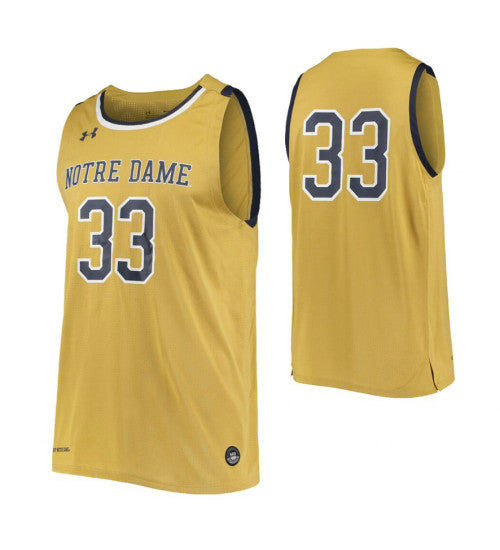 Notre Dame Fighting Irish 33 College Basketball Jersey Gold retro stitched fan jersey RTJ8733 image 1