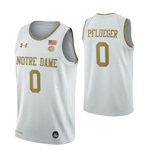 Rex Pflueger Notre Dame Fighting Irish White College Basketball Jersey retro stitched fan jersey RTJ8229 image 1