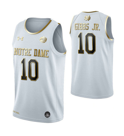 Tj Gibbs Jr Notre Dame Fighting Irish White Golden Edition College Basketball Jersey retro stitched fan jersey RTJ1888