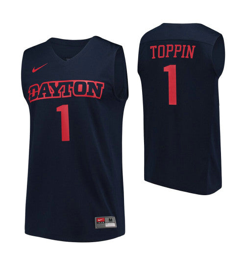 Dayton Flyers 1 Obi Toppin Navy College Basketball Jersey retro stitched fan jersey RTJ11739 image 1