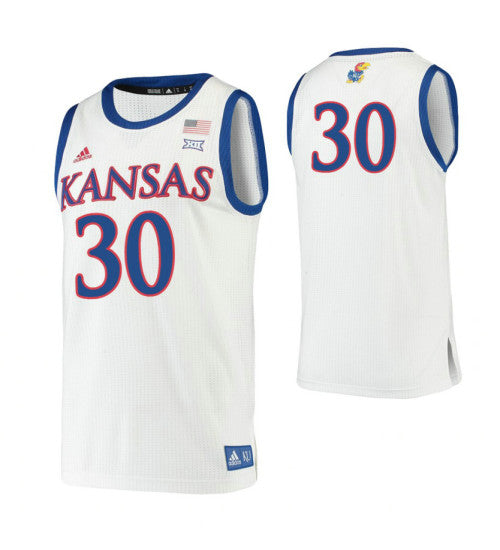 Ochai Agbaji Kansas Jayhawks White College Basketball Jersey retro stitched fan jersey RTJ8712 image 1