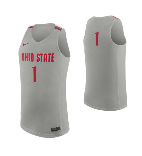 Ohio State Buckeyes 1 College Basketball Jersey Gray retro stitched fan jersey RTJ8700 image 1