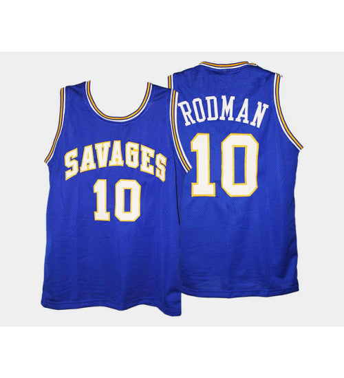 Oklahoma Savage Storm 10 Dennis Rodman Blue Road College Basketball Jersey retro stitched fan jersey RTJ8583 image 1