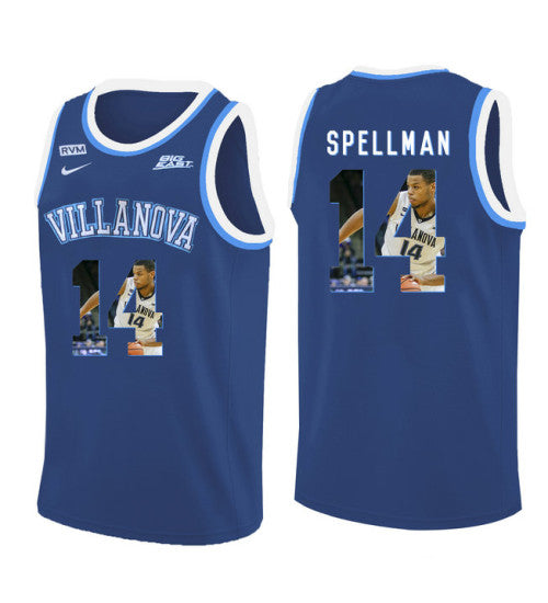 Villanova Wildcats 14 Omari Spellman College Basketball Jersey Blue 11164 retro stitched fan jersey RTJ1485 image 1