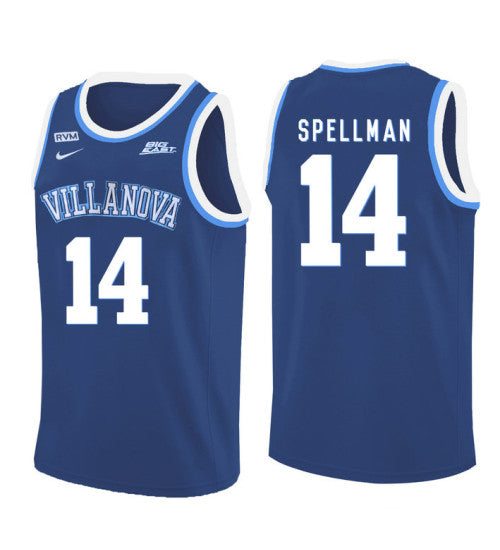 Villanova Wildcats 14 Omari Spellman College Basketball Jersey Blue 11166 retro stitched fan jersey RTJ1483 image 1