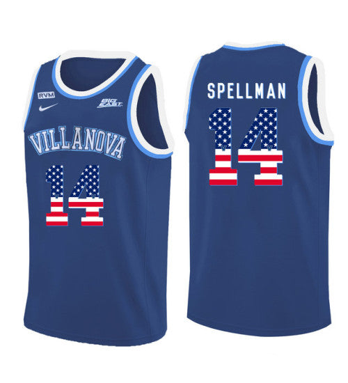 Villanova Wildcats 14 Omari Spellman College Basketball Jersey Blue 5406 retro stitched fan jersey RTJ7243 image 1