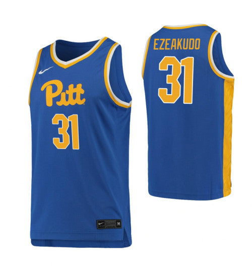 Onyebuchi Ezeakudo College Basketball Jersey Royal Pittsburgh Panthers retro stitched fan jersey RTJ2667 image 1