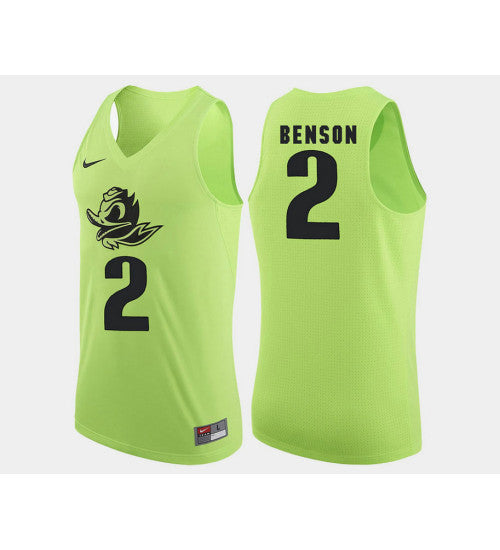 Oregon Ducks 2 Casey Benson Apple Green Alternate College Basketball Jersey retro stitched fan jersey RTJ8418 image 1