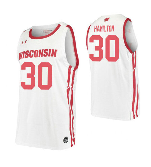 Wisconsin Badgers 30 Owen Hamilton White College Basketball Jersey retro stitched fan jersey RTJ1035 image 1
