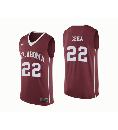 Oklahoma Sooners 22 Patrick Geha College Basketball Jersey Crimson retro stitched fan jersey RTJ8544 image 1