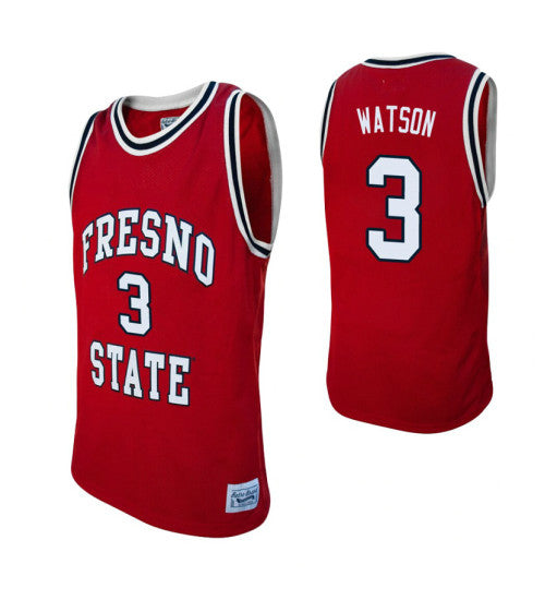 Fresno State Bulldogs 3 Paul Watson Red College Basketball Jersey retro stitched fan jersey RTJ11245 image 1