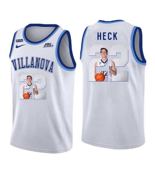 Villanova Wildcats 22 Peyton Heck College Basketball Jersey White 5428 retro stitched fan jersey RTJ7221 image 1
