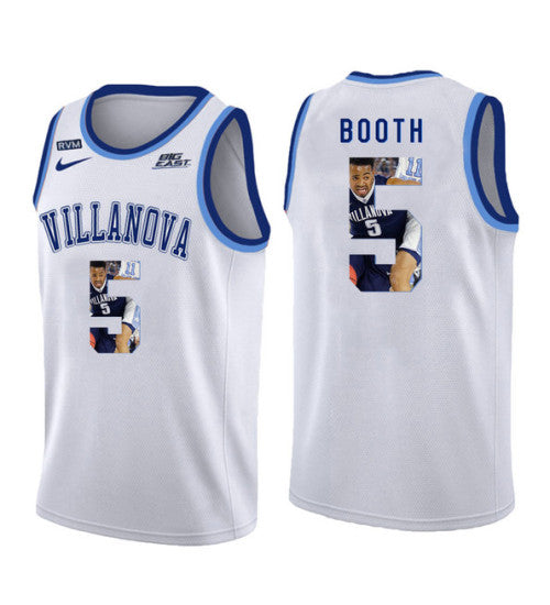 Villanova Wildcats 5 Phil Booth College Basketball Jersey White 5481 retro stitched fan jersey RTJ7168 image 1