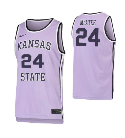 Kansas State Wildcats 24 Pierson Mcatee Purple College Basketball Jersey 8044 retro stitched fan jersey RTJ4605 image 1