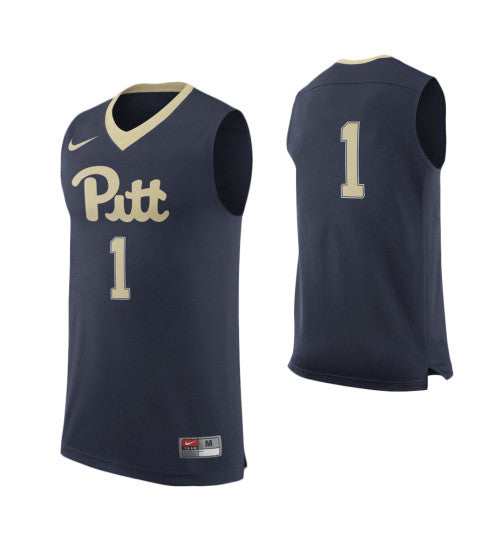 Pitt Panthers 1 Basketball College Basketball Jersey Navy retro stitched fan jersey RTJ2511 image 1