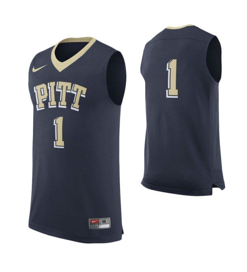 Pitt Panthers 1 College Basketball Jersey Navy retro stitched fan jersey RTJ8302 image 1
