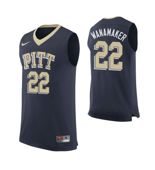 Pittsburgh Panthers 22 Bradley Wanamaker College Basketball Jersey Navy retro stitched fan jersey RTJ2505 image 1
