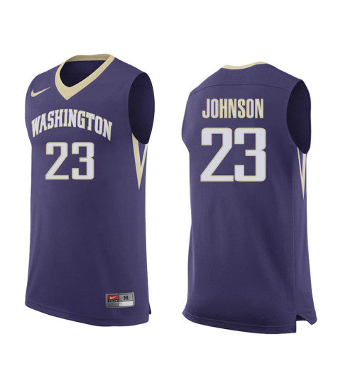 Washington Huskies 23 Carlos Johnson College Basketball Jersey Purple retro stitched fan jersey RTJ1271 image 1