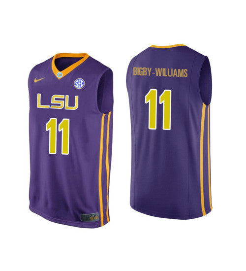LSU Tigers 11 Kavell Bigby Williams College Basketball Jersey Purple retro stitched fan jersey RTJ4243 image 1