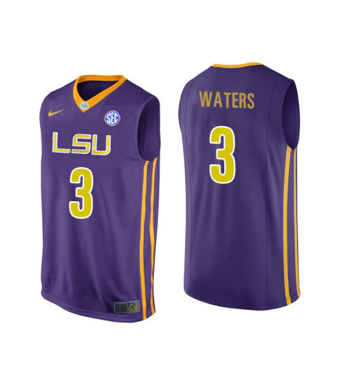LSU Tigers 3 Tremont Waters College Basketball Jersey Purple 2573 retro stitched fan jersey RTJ10076 image 1