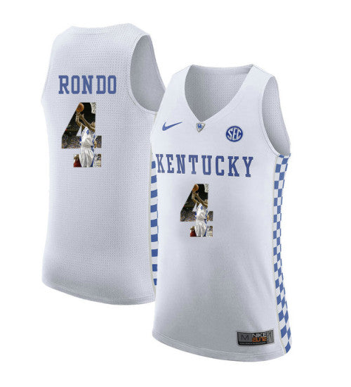 Kentucky Wildcats 4 Rajon Rondo College Basketball Jersey White retro stitched fan jersey RTJ4474 image 1