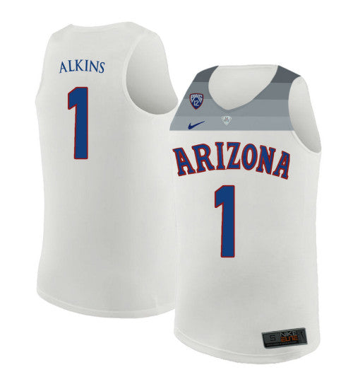 Arizona Wildcats 1 Rawle Alkins College Basketball Jersey White 207 retro stitched fan jersey RTJ12442 image 1