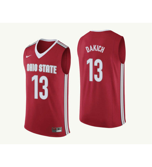 Ohio State Buckeyes 13 Andrew Dakich College Basketball Jersey Red 9759 retro stitched fan jersey RTJ2890 image 1