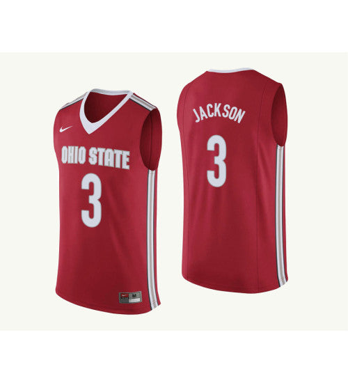 Ohio State Buckeyes 3 Cj Jackson College Basketball Jersey Red 4021 retro stitched fan jersey RTJ8628 image 1