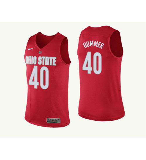 Ohio State Buckeyes 40 Daniel Hummer College Basketball Jersey Red 4051 retro stitched fan jersey RTJ8598 image 1
