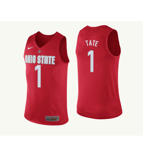 Ohio State Buckeyes 1 Jaesean Tate College Basketball Jersey Red 9747 retro stitched fan jersey RTJ2902 image 1