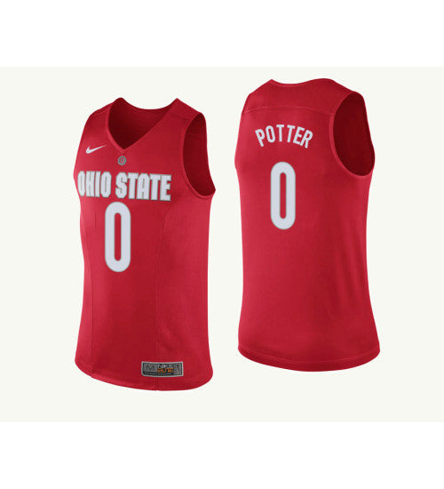 Ohio State Buckeyes 0 Micah Potter College Basketball Jersey Red 9739 retro stitched fan jersey RTJ2910 image 1