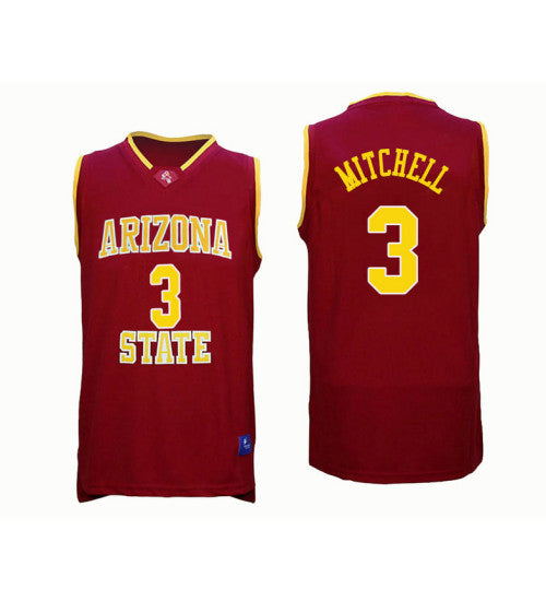 Arizona State Sun Devils 3 Mickey Mitchell College Basketball Jersey Red retro stitched fan jersey RTJ12502 image 1