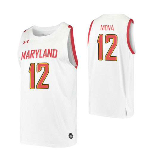 Maryland Terrapins 12 Reese Mona White College Basketball Jersey retro stitched fan jersey RTJ9978 image 1