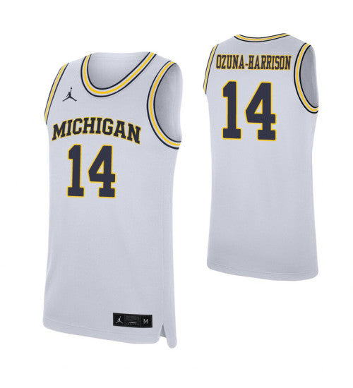 Rico Ozuna Harrison College Basketball Jersey White Michigan Wolverines retro stitched fan jersey RTJ8226 image 1