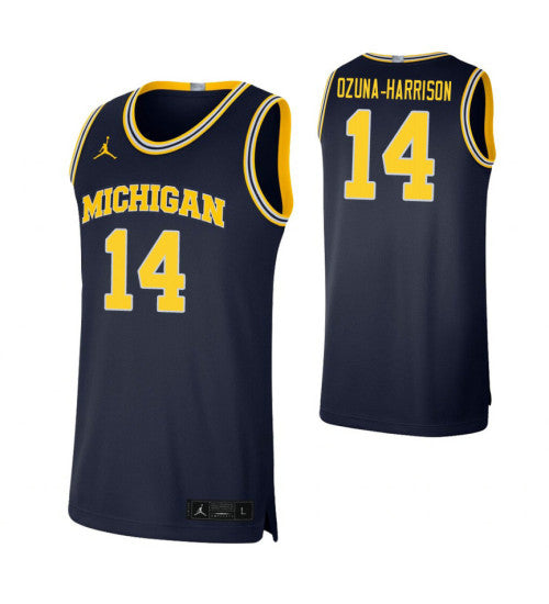 Michigan Wolverines 14 Rico Ozuna Harrison Limited College Basketball Jersey Navy retro stitched fan jersey RTJ9356