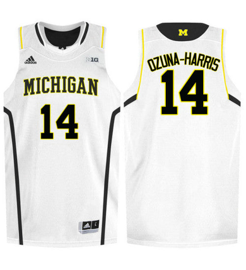Michigan Wolverines 14 Rico Ozuna Harrison College Basketball Jersey White retro stitched fan jersey RTJ3698 image 1