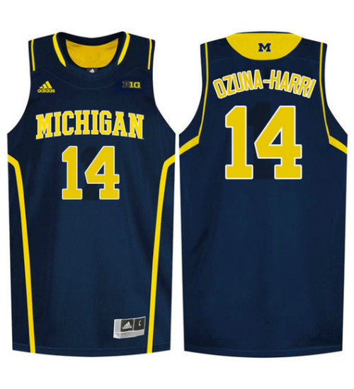 Michigan Wolverines 14 Rico Ozuna Harrison College Basketball Jersey Navy retro stitched fan jersey RTJ3699 image 1
