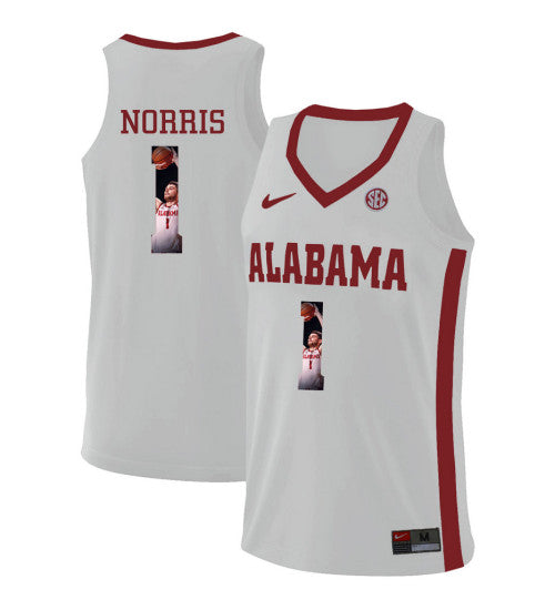 Alabama Crimson Tide 1 Riley Norris College Basketball Jersey White 4 retro stitched fan jersey RTJ12645 image 1