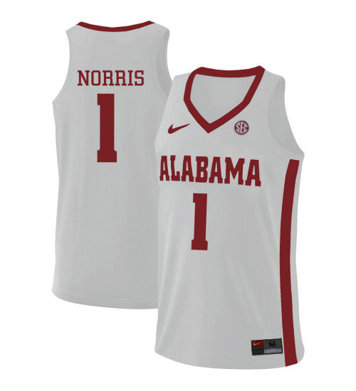 Alabama Crimson Tide 1 Riley Norris College Basketball Jersey White 5913 retro stitched fan jersey RTJ6736 image 1