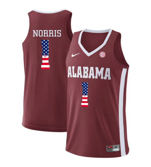 Alabama Crimson Tide 1 Riley Norris College Basketball Jersey Red 5909 retro stitched fan jersey RTJ6740 image 1