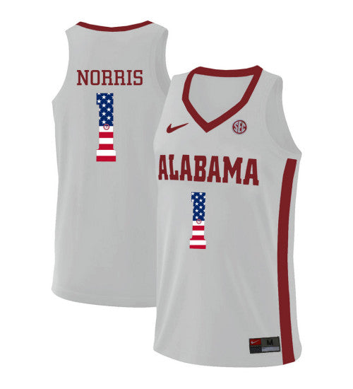 Alabama Crimson Tide 1 Riley Norris College Basketball Jersey White 5 retro stitched fan jersey RTJ12644 image 1