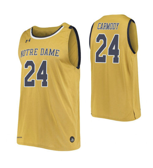 Notre Dame Fighting Irish 24 Robby Carmody Gold College Basketball Jersey retro stitched fan jersey RTJ2949 image 1